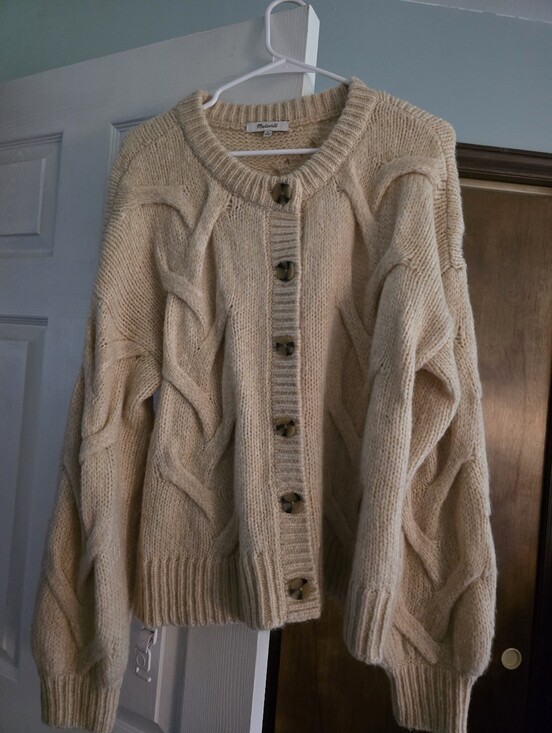 Madewell Sweaters - Madewell Cream Cable-Knit Button Cardigan
